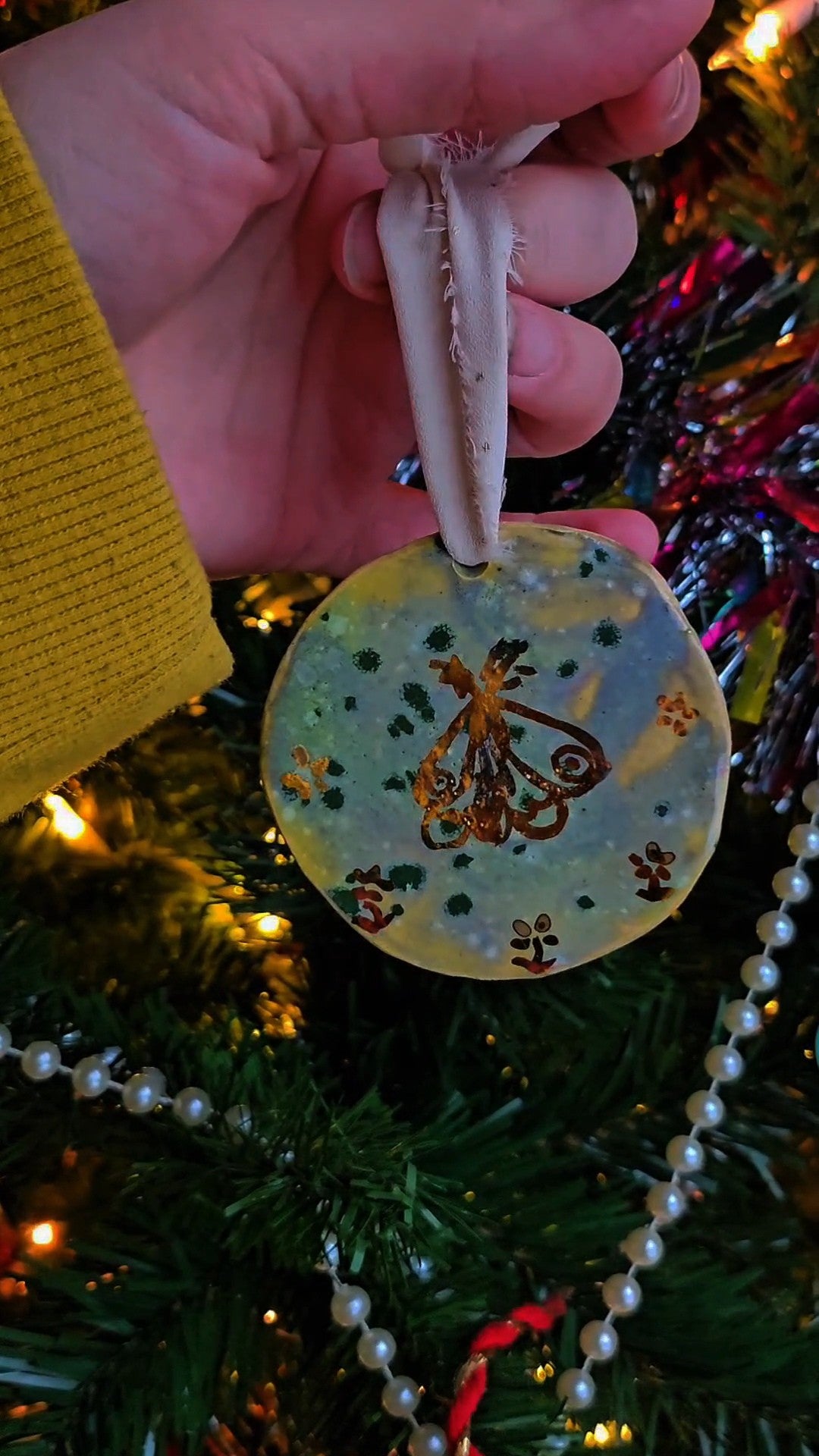 Moth Ornament in Mottled Green